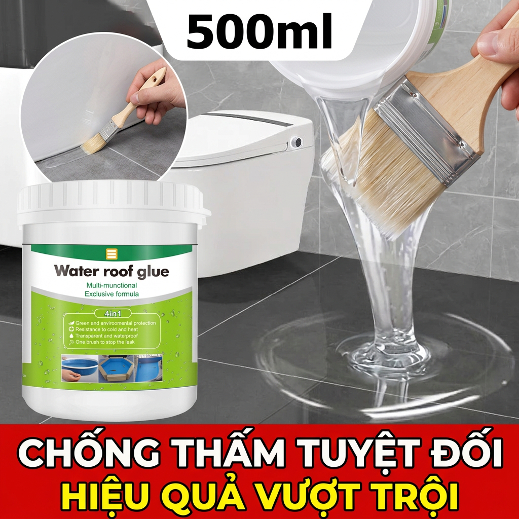 Keo Chống Thấm Trong Suốt 500ml – Chống Nước Lâu, Khô Nhanh, Sửa Mái Bị Rò Rỉ, Phòng Tắm, Hiệu Quả Cao