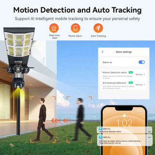 Đèn đường năng lượng mặt trời 4G camera 3 mắt quay 360° hồng ngoại full màu chống nước ngoài trời
