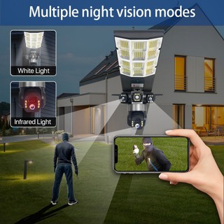Đèn đường năng lượng mặt trời kết hợp camera giám sát 2 trong 1, an ninh ngoài trời, WiFi, theo dõi chuyển động