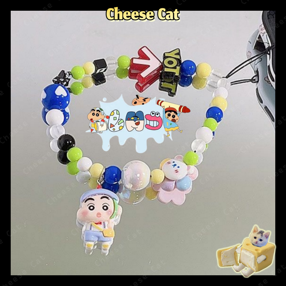 Dây chuyền điện thoại đính cườm Crayon Shin dễ thương Camera CCD mặt dây chuyền cổ tay trẻ con dây chống thất lạc