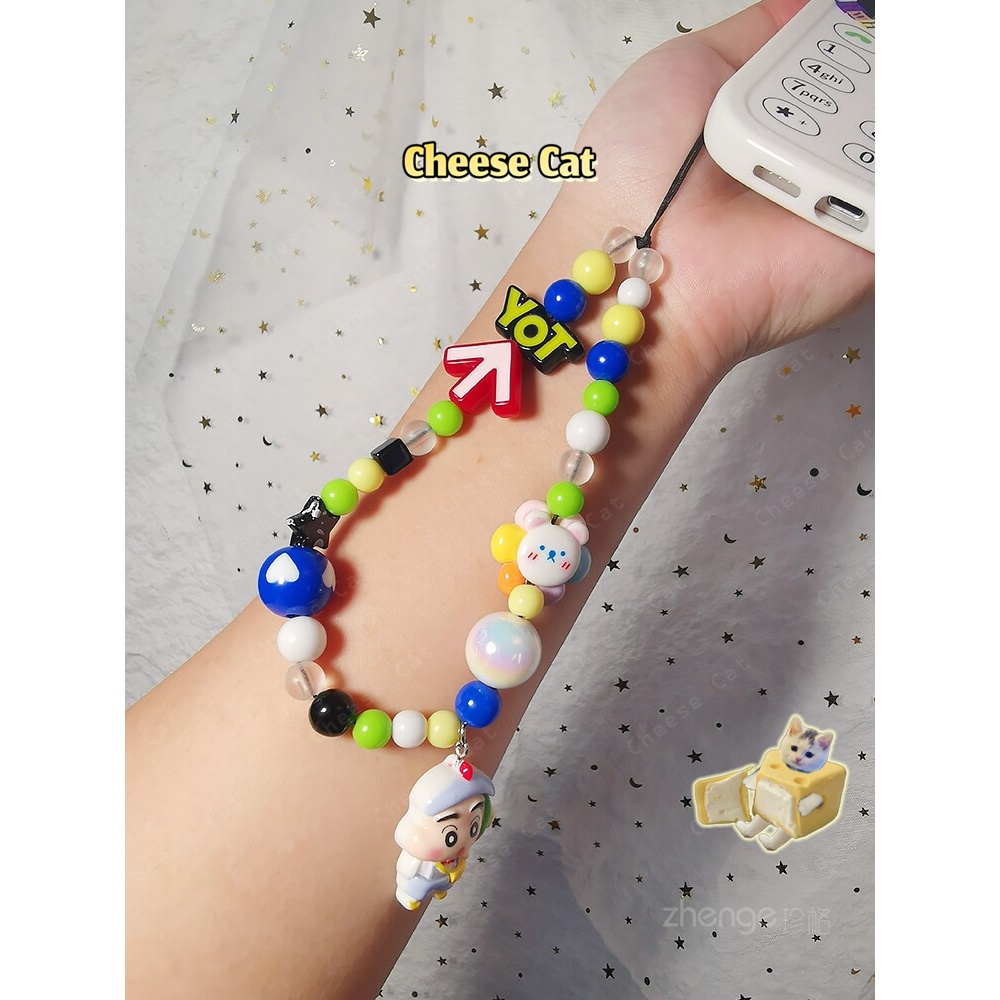 Dây chuyền điện thoại đính cườm Crayon Shin dễ thương Camera CCD mặt dây chuyền cổ tay trẻ con dây chống thất lạc