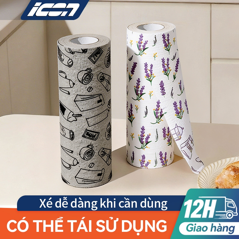 Khăn Lau Bếp Xé Tay ICON – Dày Dặn Bền Bỉ, Không Dễ Rách, Thấm Dầu Giữ Nước, Có Thể Tái Sử Dụng