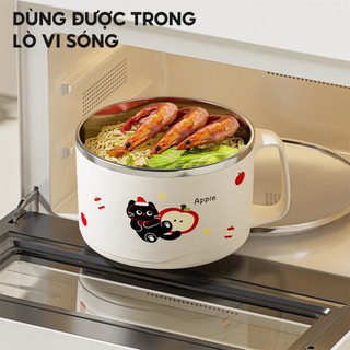 Tô Ăn Mì Cute Inox 304 ANREE Có Nắp Tay Cầm - Bát Mì Tiện Lợi Giữ Nhiệt Cho Sinh Viên Văn Phòng