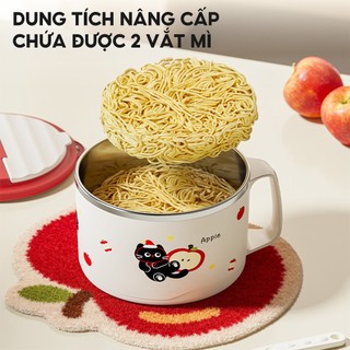 Tô Ăn Mì Cute Inox 304 ANREE Có Nắp Tay Cầm - Bát Mì Tiện Lợi Giữ Nhiệt Cho Sinh Viên Văn Phòng