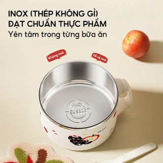 Tô Ăn Mì Cute Inox 304 ANREE Có Nắp Tay Cầm - Bát Mì Tiện Lợi Giữ Nhiệt Cho Sinh Viên Văn Phòng