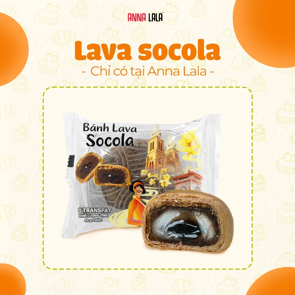 BÁNH LAVA NHÂN CHẢY 45g BAO BÌ MỚI nhân chảy, Mochi Kéo Sợi– GIẢM DẦU, ÍT NGỌT, Dẻo Mềm,Thơm Ngon,4 tầng vị giác