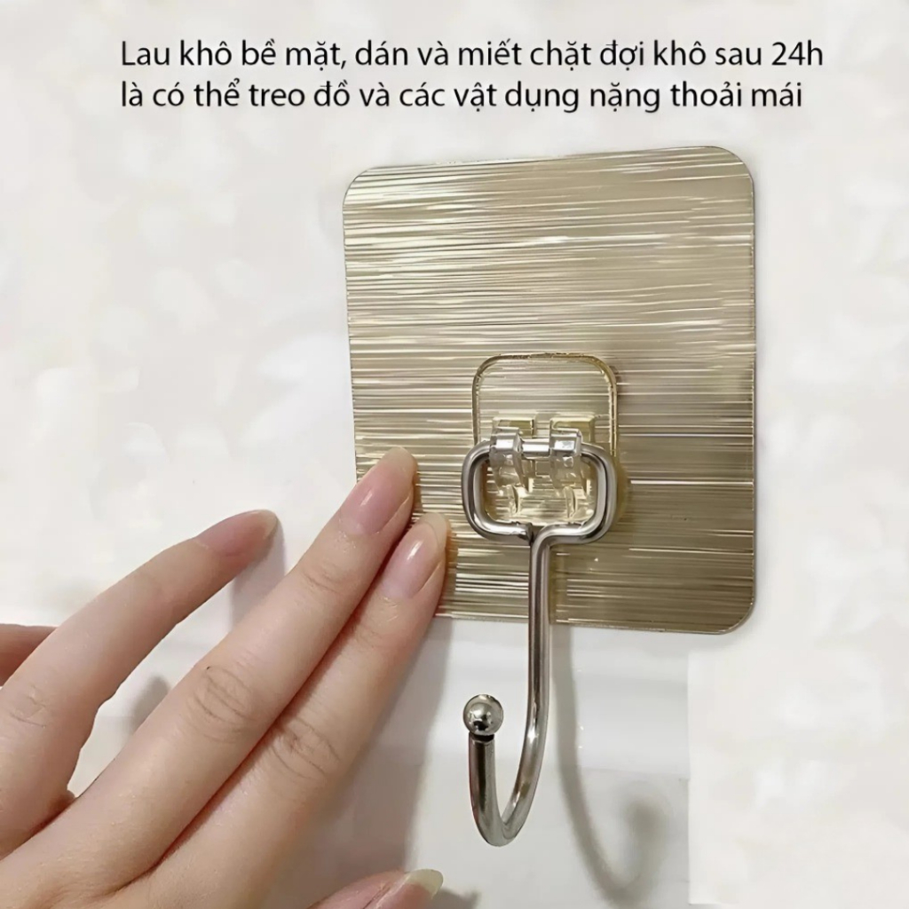 Combo 50 Móc dán tường siêu dính inox 304, móc dính tường cao cấp chịu lực 10Kg treo quần áo đồ dùng đa năng