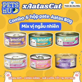 [CHÍNH HÃNG] COMBO 6 HỘP Pate Aatas Cho Mèo Nhiều Vị 80G