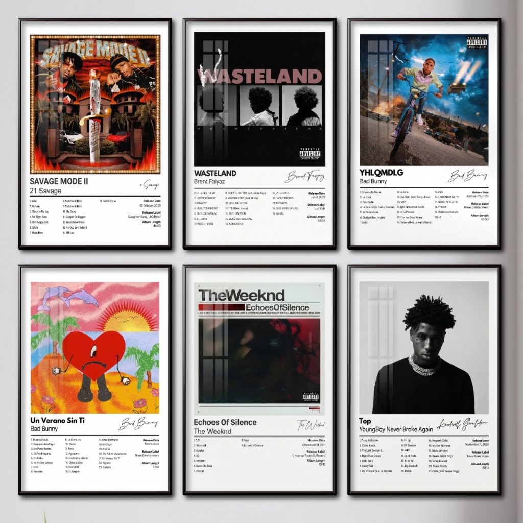 (Part 2) Tổng Hợp Poster Album Âm Nhạc Quốc Tế Nổi Tiếng Tráng Gương Khung Composite Decor Treo Tường