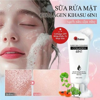 Sữa Rửa Mặt Collagen Cho Da Khô Nhạy Cảm Kihasu Gel Dưỡng Ẩm, Không Khô Da, Sạch Mịn, Dịu Nhẹ