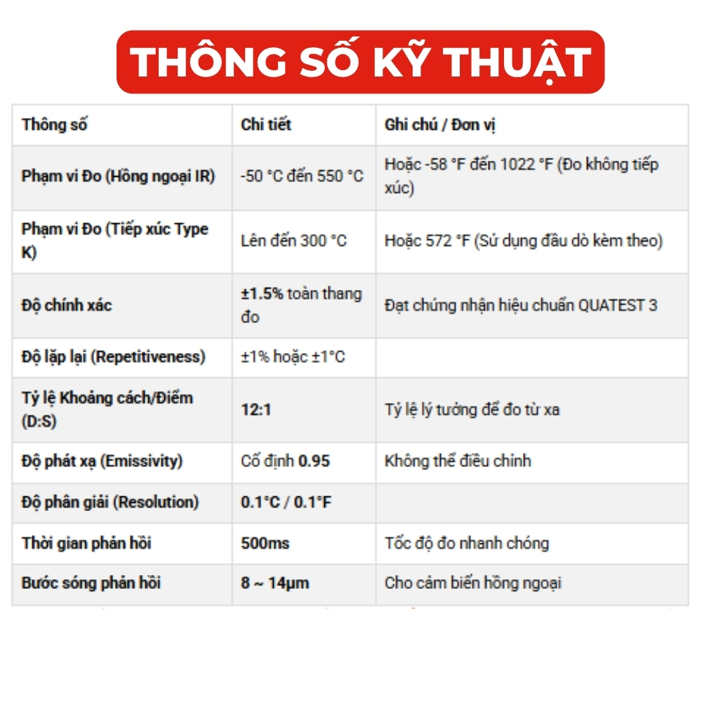 Máy Đo Nhiệt Độ Hồng Ngoại APECH AT-550 Chính Hãng Độ Chính Xác Cao Dãi Đo Rộng