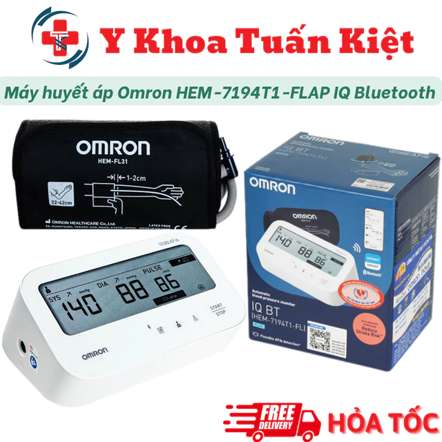 ✅ (MỚI 2026) Máy Đo Huyết Áp Bluetooth OMRON HEM-7194T1-FLAP IQ BT (Không Adapter)
