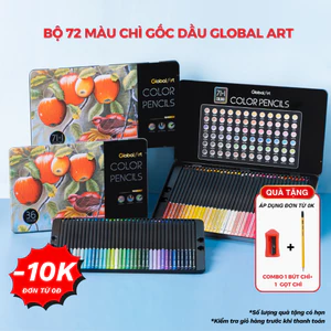Bộ 72 Màu Chì Gốc Dầu GLOBAL ART Cao Cấp, Lõi Chì 4mm Đậm, Mịn Tô Vẽ Phác Thảo Cho Người Mới, Chuyên Nghiệp M40008