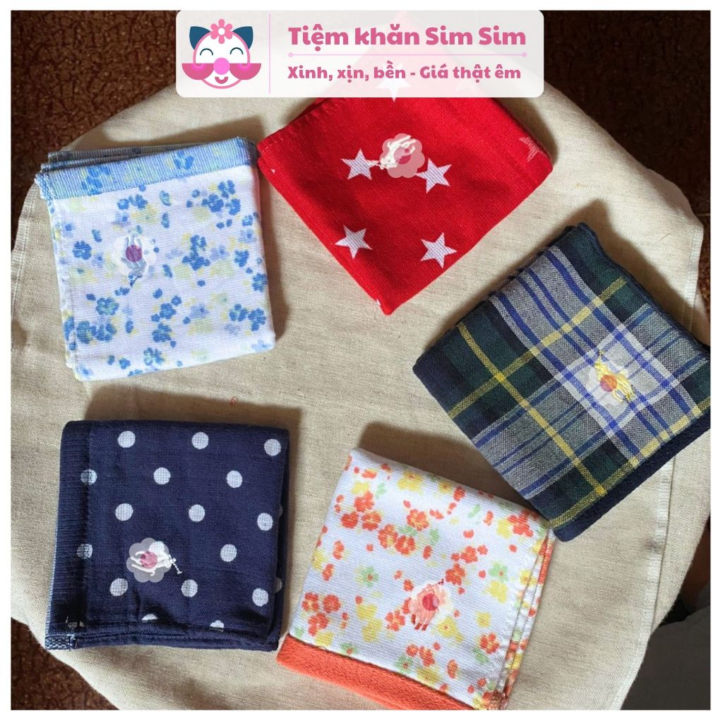 Combo 2 khăn tay 25x25cm hàng xuất dư 100% cotton siêu xinh