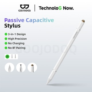Bút Cảm Ứng 3 Trong 1 GOOJODOQ Đầu Đĩa, Đầu Sợi, Bút Bi Không Cần Sạc, Vỏ Nhôm Cao Cấp