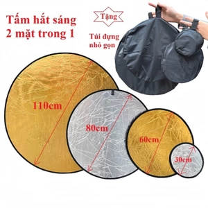 Tấm hắt sáng / Tấm tán sáng tròn — Kích thước 30/60cm — Thiết kế 2-trong-1 (Vàng/Bạc) — Tăng cường hiệu ứng ánh sáng tro