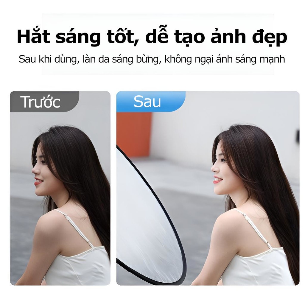 Tấm hắt sáng / Tấm tán sáng tròn — Kích thước 30/60cm — Thiết kế 2-trong-1 (Vàng/Bạc) — Tăng cường hiệu ứng ánh sáng tro