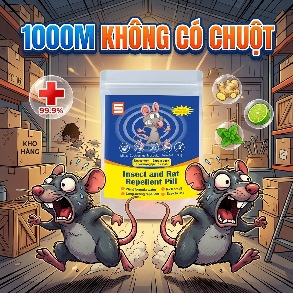 💥 Một Viên Thấy Ngay! Chuột Biến Mất 💥 Gel & Thuốc Đuổi Chuột – An Toàn, Dùng Được Nhà, Xe Hơi & Nhiều Vị Trí Khác