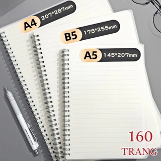 Sổ lò xo bìa trong 160 Trang A5/B5/A4 - Sổ tay giấy vở kẻ ngang, kẻ caro chống lóa，Văn phòng phẩm học sinh