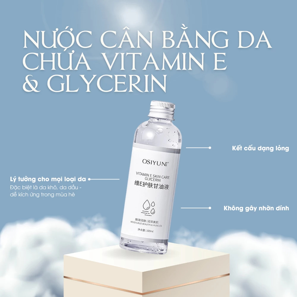 Toner Vitamin E & Glycerin 100ml – Cấp Ẩm, Làm Dịu Da, Cân Bằng Da, Hỗ Trợ Phục Hồi Sau Nắng