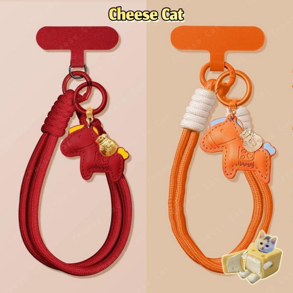 Màu cam thời trang Năm Ngọ Năm Mới dây buộc điện thoại di động kiểu cổ tay dây chuyền mặt dây chuyền màu đỏ