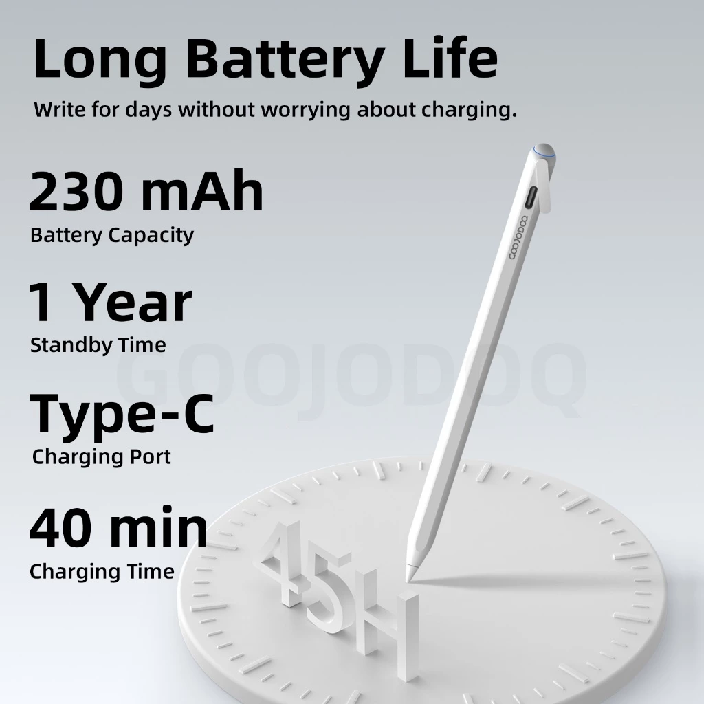 Bút Cảm Ứng GOOJODOQ Pin 45H, Cảm Biến Nghiêng, Chống Cảm Ứng Tay, Tương Thích 1-Pad 2018–2025
