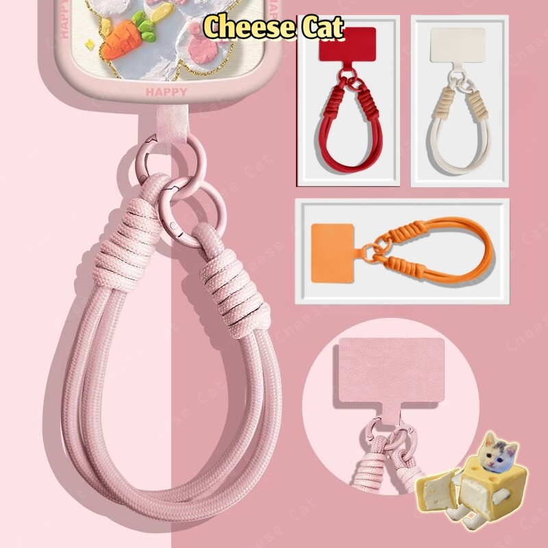 cam/hồng Dây buộc điện thoại di động dây dệt ngắn dây đeo cổ tay máy ảnh móc khóa dây đeo cổ tay mặt dây chuyề