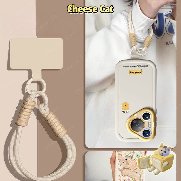cam/hồng Dây buộc điện thoại di động dây dệt ngắn dây đeo cổ tay máy ảnh móc khóa dây đeo cổ tay mặt dây chuyề
