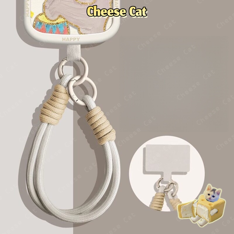 cam/hồng Dây buộc điện thoại di động dây dệt ngắn dây đeo cổ tay máy ảnh móc khóa dây đeo cổ tay mặt dây chuyề