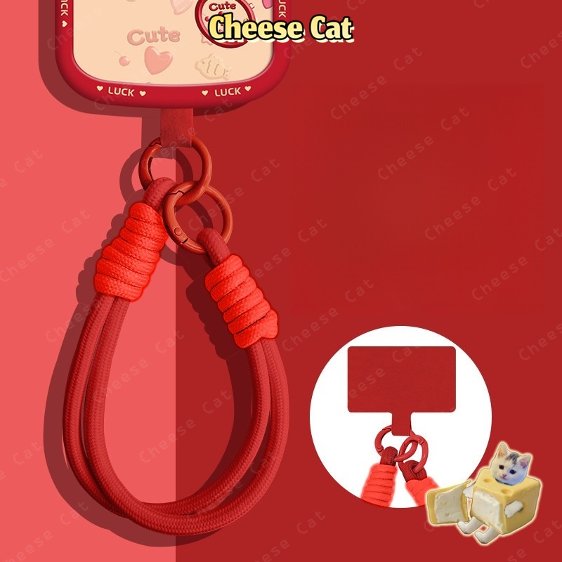 cam/hồng Dây buộc điện thoại di động dây dệt ngắn dây đeo cổ tay máy ảnh móc khóa dây đeo cổ tay mặt dây chuyề