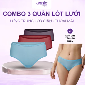 Combo 3 quần lót lưới nữ annie cao cấp QE 2181-1124 co giãn 4 chiều, mặc thoải mái, thoáng mát cả ngày