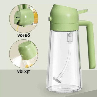 Bình Xịt Dầu Ăn 2in1,Đựng Dầu, Giấm, Nước Mắm Không Nhỏ Giọt, Không Rò Rỉ, Dễ Vệ Sinh Có Quai Cầm