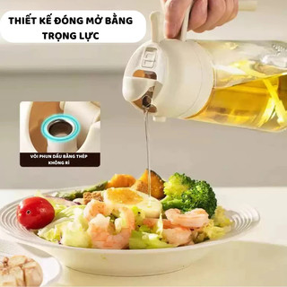 Bình Xịt Dầu Ăn 2in1,Đựng Dầu, Giấm, Nước Mắm Không Nhỏ Giọt, Không Rò Rỉ, Dễ Vệ Sinh Có Quai Cầm