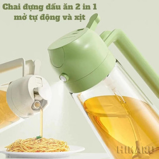 Bình Xịt Dầu Ăn 2in1,Đựng Dầu, Giấm, Nước Mắm Không Nhỏ Giọt, Không Rò Rỉ, Dễ Vệ Sinh Có Quai Cầm