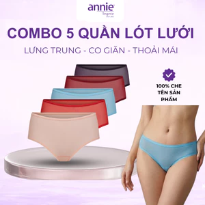Combo 5 quần lót nữ lưới cao cấp annie QE 2181-1124 co giãn 4 chiều, mặc thoải mái, thoáng mát cả ngày