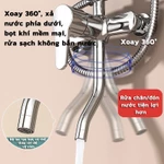 Sen Cây, Bộ Vòi Sen Tắm Đứng Nóng Lạnh Dáng  Hình tròn Vuông Củ Đồng Mạ Crom/Niken Cao Cấp, mũi tắm có 4 chức — ảnh 2