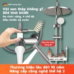Sen Cây, Bộ Vòi Sen Tắm Đứng Nóng Lạnh Dáng  Hình tròn Vuông Củ Đồng Mạ Crom/Niken Cao Cấp, mũi tắm có 4 chức — ảnh 3