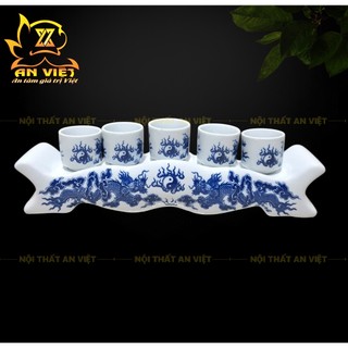 Bộ Thờ Cúng Men Xanh Lam Bát Tràng - Bình Hoa - Lư Hương - Đĩa - Áng - ML2601