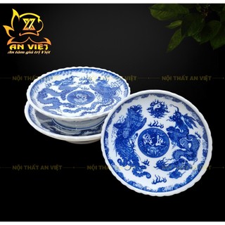 Bộ Thờ Cúng Men Xanh Lam Bát Tràng - Bình Hoa - Lư Hương - Đĩa - Áng - ML2601