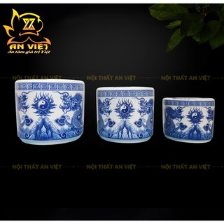 Bộ Thờ Cúng Men Xanh Lam Bát Tràng - Bình Hoa - Lư Hương - Đĩa - Áng - ML2601