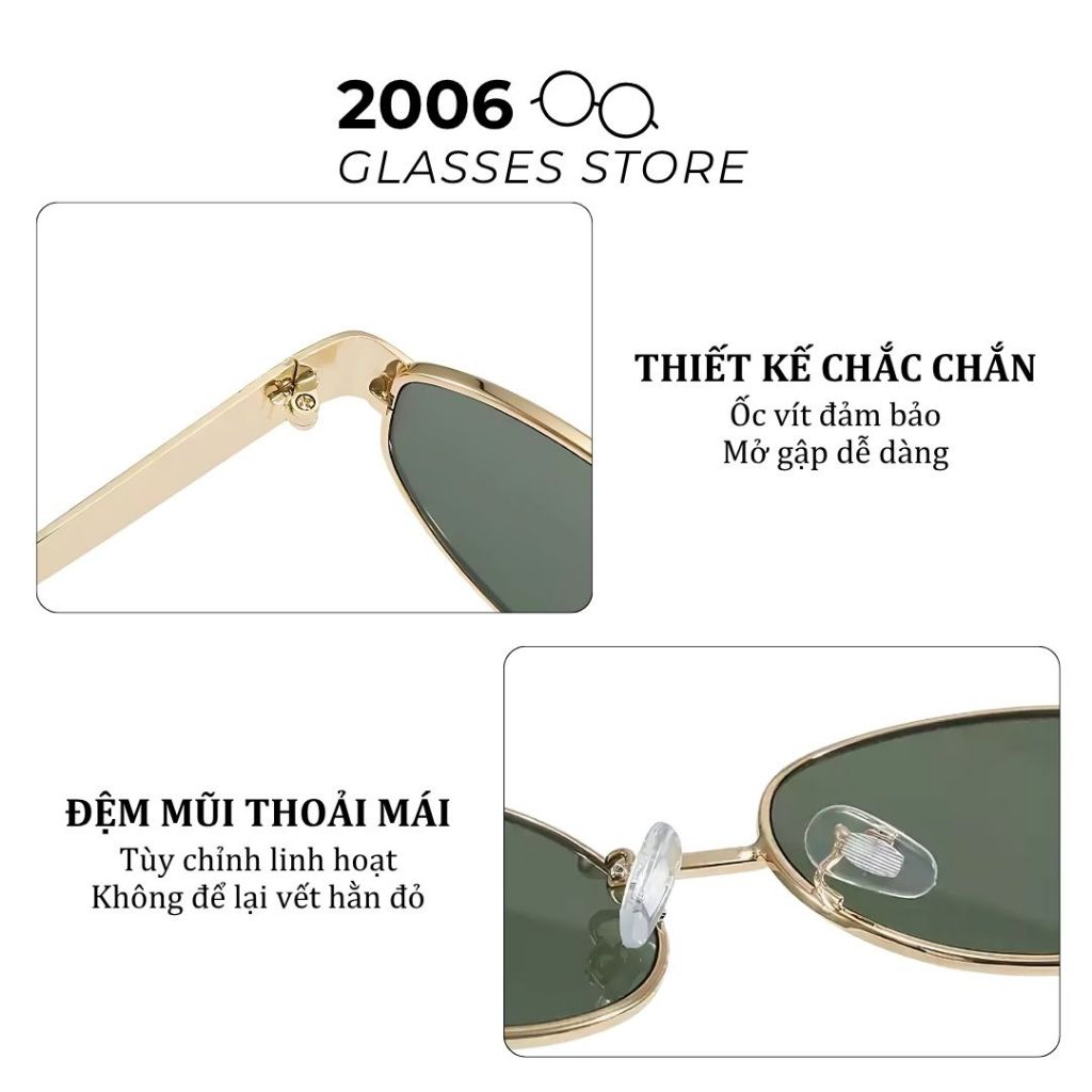 Kính râm gọng tròn oval kim loại cao cấp kính mát chống tia UV thời trang Hàn Quốc kiểu dáng ngầu T9