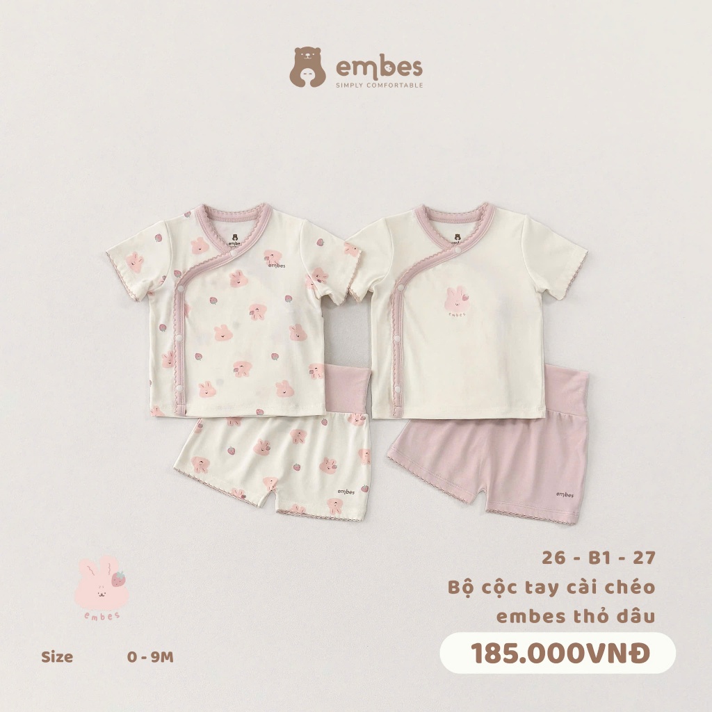 Bộ Cộc Sơ Sinh Embes, Bộ Cộc Tay Cài Chéo Phối Quần Cạp Cao Chất Cotton ...