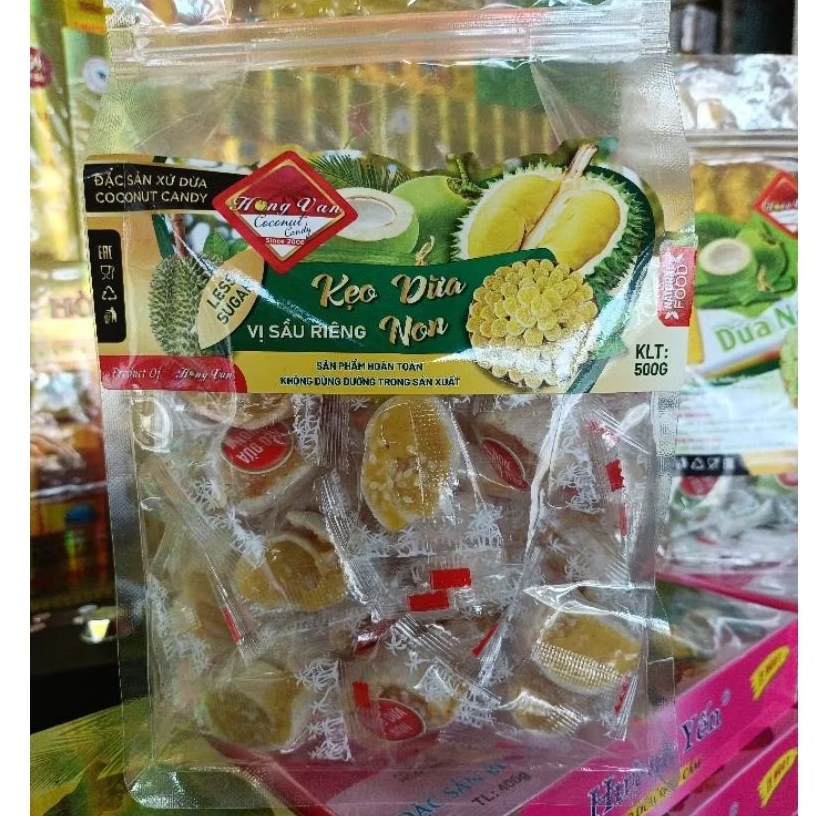 Kẹo dừa non sầu riêng Hồng Vân 500g -- Bến Tre
