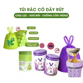 TÚI RÁC CÓ DÂY RÚT KHỬ MÙI THƠM – COMBO 2 CUỘN – TÚI RÁC CHỊU LỰC DÀY DAI, CHỐNG MUỖI CÔN TRÙNG