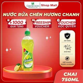 Nước Rửa Chén Greenex 750ml Hương Chanh – Sạch Dầu Mỡ Hiệu Quả, Dịu Nhẹ Da Tay