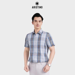 Áo Sơ Mi Ngắn Tay Nam Kẻ Đen Aristino Thời Trang Công Sở ASS607EDP01