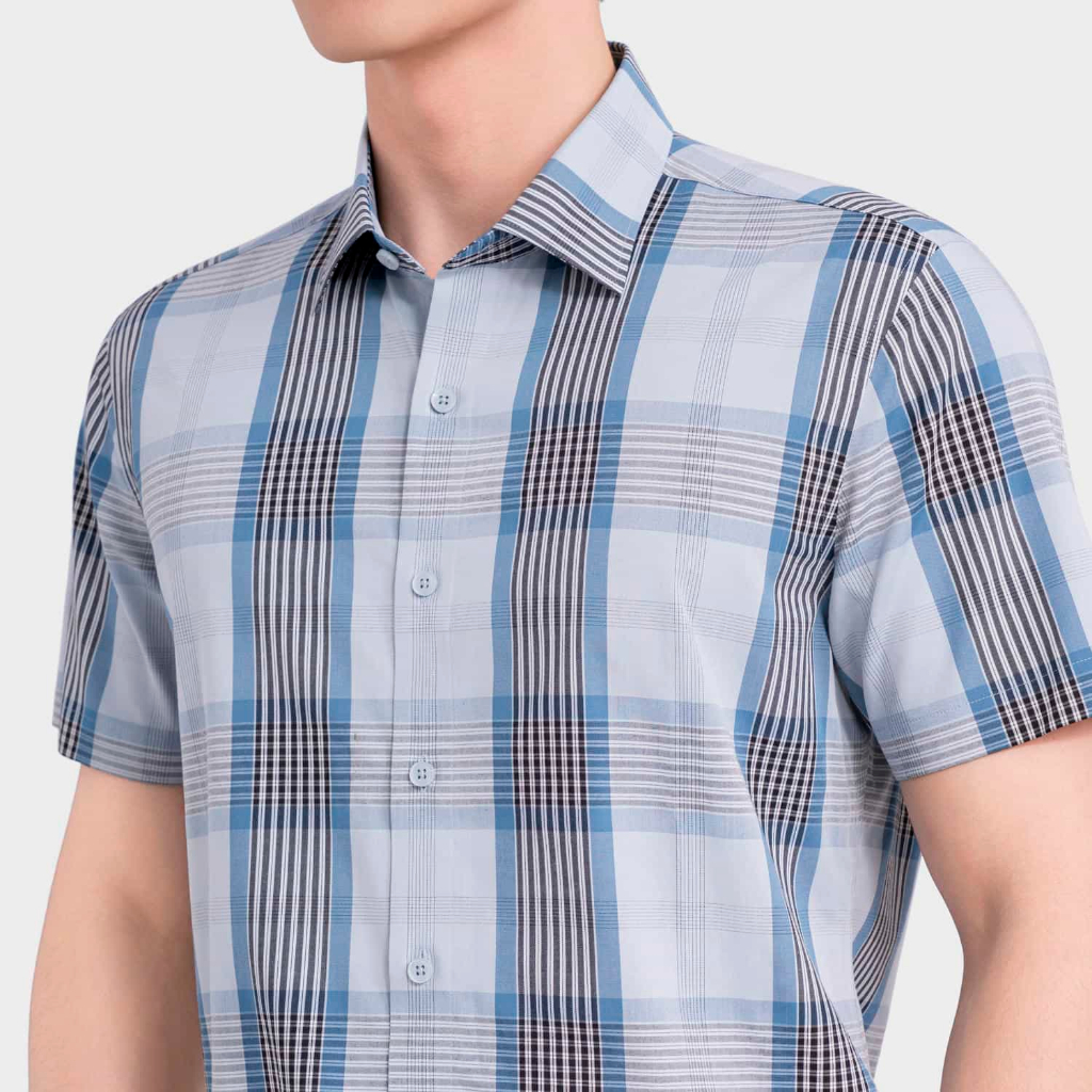 [NEW ARRIVAL] Áo Sơ Mi Ngắn Tay Nam Kẻ Đen Aristino Thời Trang Công Sở ASS607EDP01