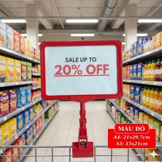 Khung Kẹp Bảng Sale, Bảng Gá Siêu Thị Thay Đổi Nội Dung Dễ Dàng - Kích Thước A4 A5 - Khung nhựa + Kẹp + Màng PVC