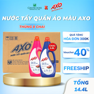 Thùng 8 Nước Tẩy Quần Áo Màu AXO 1800ml - Tẩy Mạnh Sạch Nhanh, Hương Thơm Dễ Chịu, Tiết Kiệm