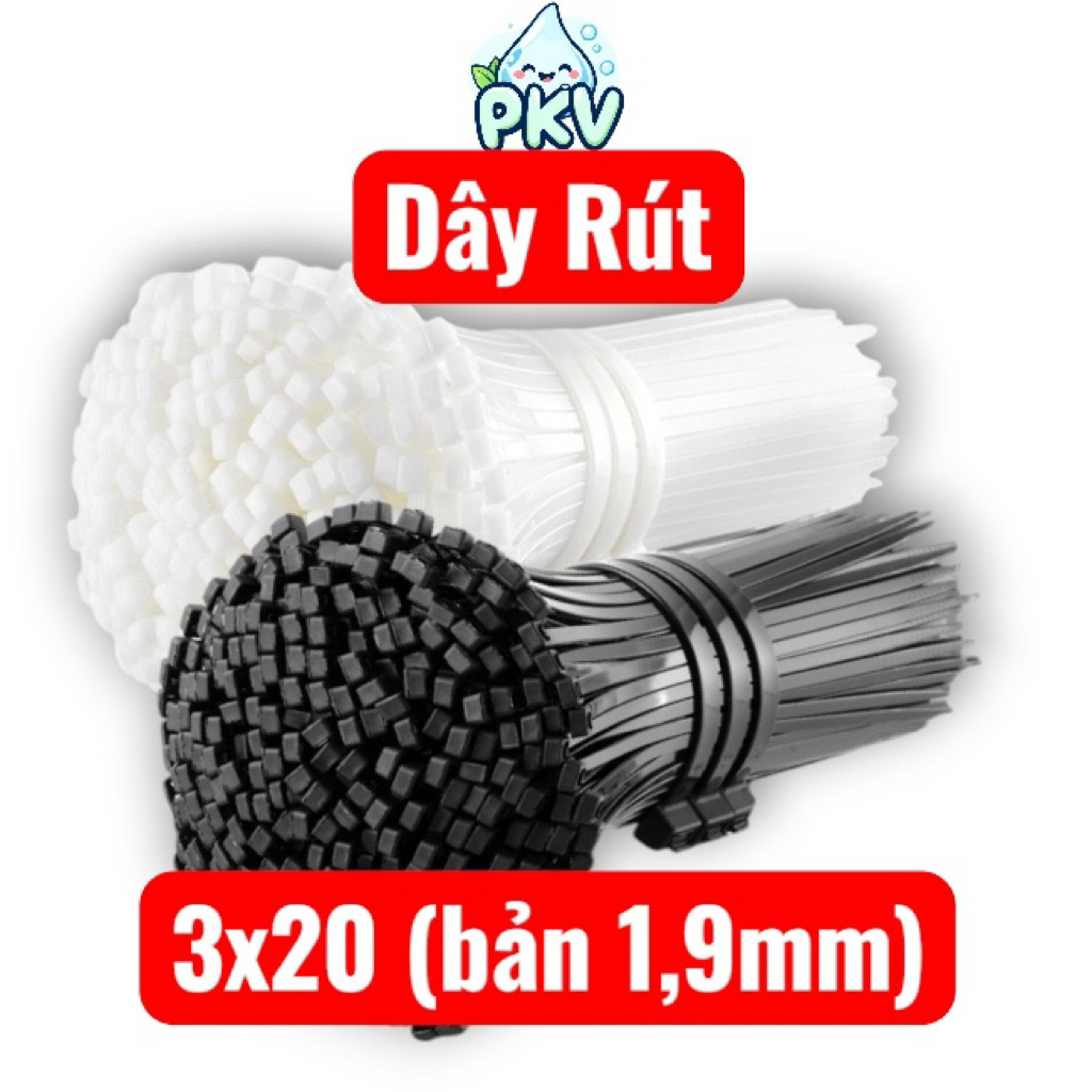 [Giá Rẻ] 500 Dây Rút Nhựa 3x20cm Bản 1.9mm – Dây Thít Cố Định Ống Nước, Dây Tưới, Buộc Dây Điện Chắc Chắn